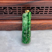 18K Type A Light Bluish Green with Green Patches Multiple Ultimate Prosperity Ruyi Jade Jadeite Pendant with NGI Cert 93.25 cts 46.65 by 14.08 by 13.23mm - Huangs Jadeite and Jewelry Pte Ltd