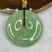 Type A Yellow and Green Jade Jadeite Ping An Kou Pendant - 47.41g 52.2 by 52.2 by 7.9 mm - Huangs Jadeite and Jewelry Pte Ltd