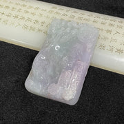 Type A Icy Lavender & Green Buddha 普度众生 Jade Jadeite - 116.93g 78.5 by 51.8 by 12.7mm - Huangs Jadeite and Jewelry Pte Ltd