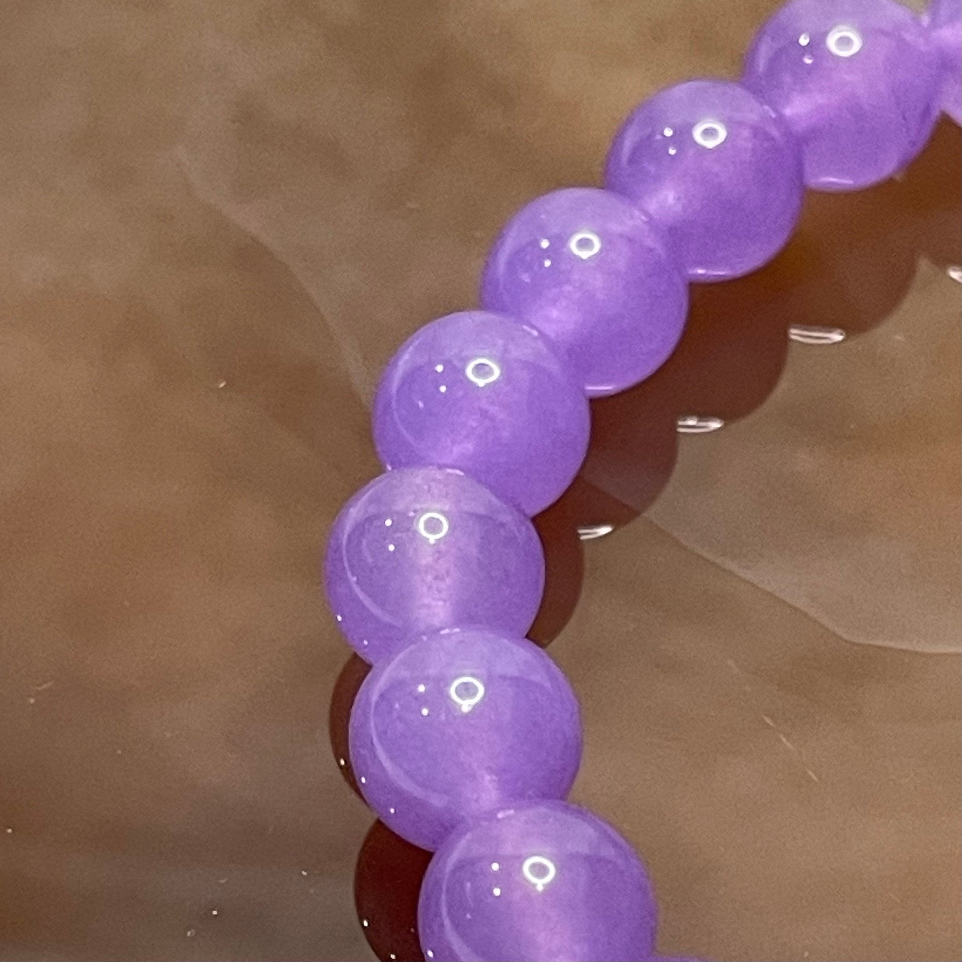 Natural Purple Crystal Beads Bracelet - 17.7g 8.3mm/bead 23 beads - Huangs Jadeite and Jewelry Pte Ltd