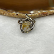 Natural Golden Rutilated Quartz 925 Silver Ring US 8.5 HK 18.75 5.43g 19.5 by 17.0 by 9.4mm - Huangs Jadeite and Jewelry Pte Ltd