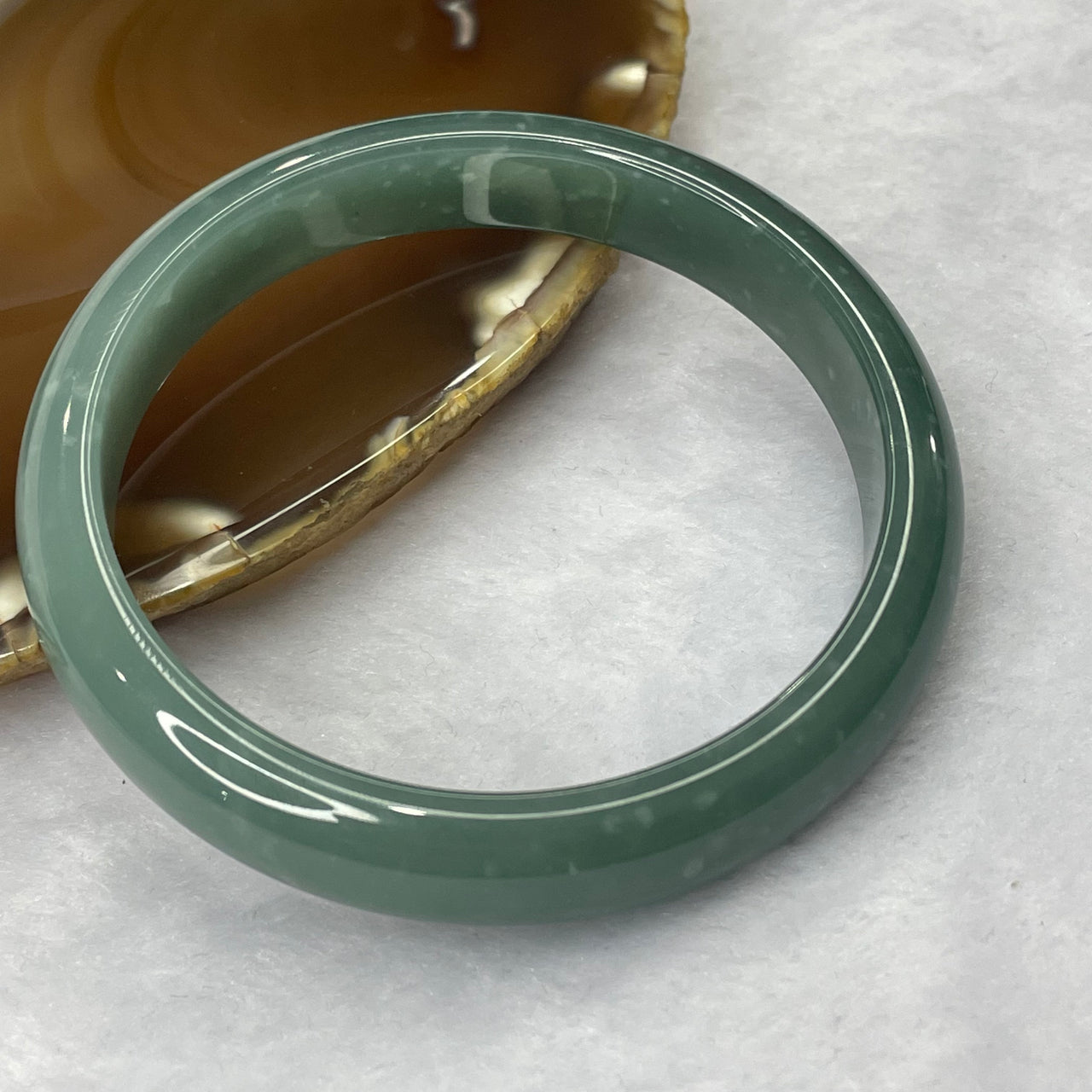 Type A Semi Icy Blueish Green Jadeite Bangle 44.83g inner diameter 58.7mm 11.6 by 6.7mm - Huangs Jadeite and Jewelry Pte Ltd