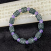 Type A Icy Blueish Green Om Mani PadMe Hum Barrel Jade Jadeite Bracelet - 50.49g 11.3 by 14.6mm/barrel 11 pieces - Huangs Jadeite and Jewelry Pte Ltd