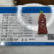 Rare High Quality Type A Red Jade Jadeite Guan Gong 18k Yellow Gold with NGI Cert 9.57g 51.8 by 20.6 by 6.9mm - Huangs Jadeite and Jewelry Pte Ltd