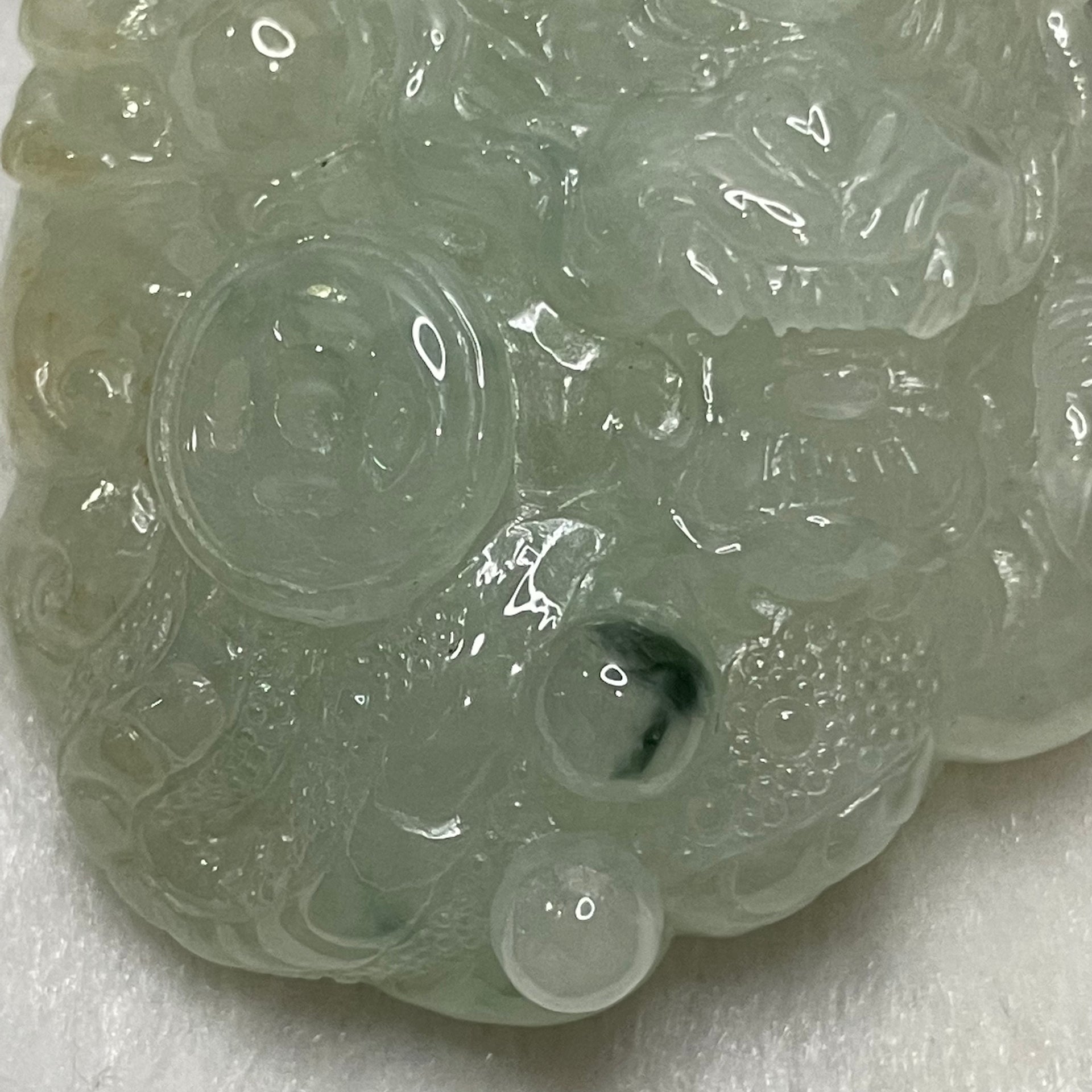 High Quality Type A Semi Icy Yellow & Green Jade Jadeite Dragon Pendant with NGI Cert- 80.59g 64.8 by 50.8 by 18.8mm - Huangs Jadeite and Jewelry Pte Ltd