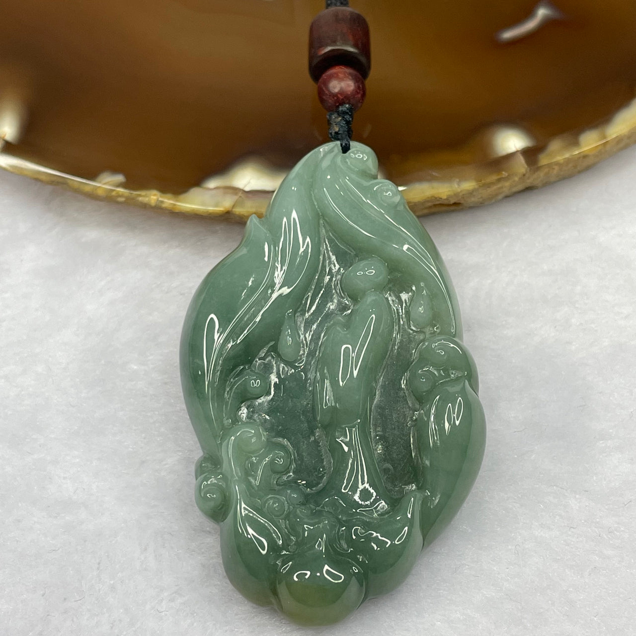 Type A Blueish Green and Yellow Jade Jadeite Shan Shui Pendant 40.19g 58.0 by 33.5 by 10.9mm - Huangs Jadeite and Jewelry Pte Ltd