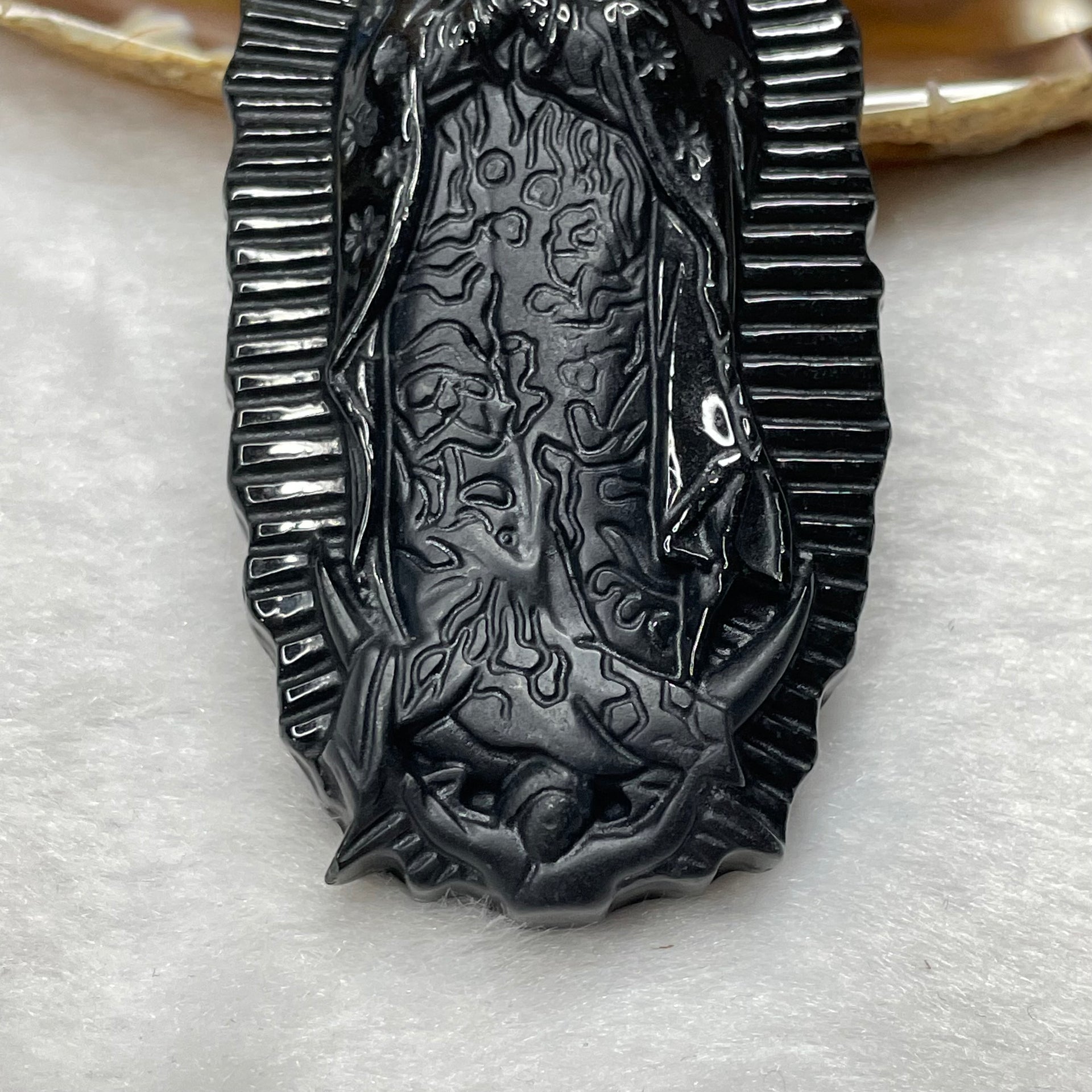 Type A Full Body Black Jade Jadeite Mother Mary 46.7g 68.7 by 34.2 by 10.4mm - Huangs Jadeite and Jewelry Pte Ltd