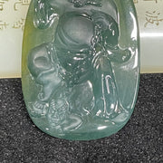 Type A Icy Blueish Green Jade Jadeite Zhong Kui Pendant - 34.3G 66.2 by 44.5 by 6.6mm - Huangs Jadeite and Jewelry Pte Ltd