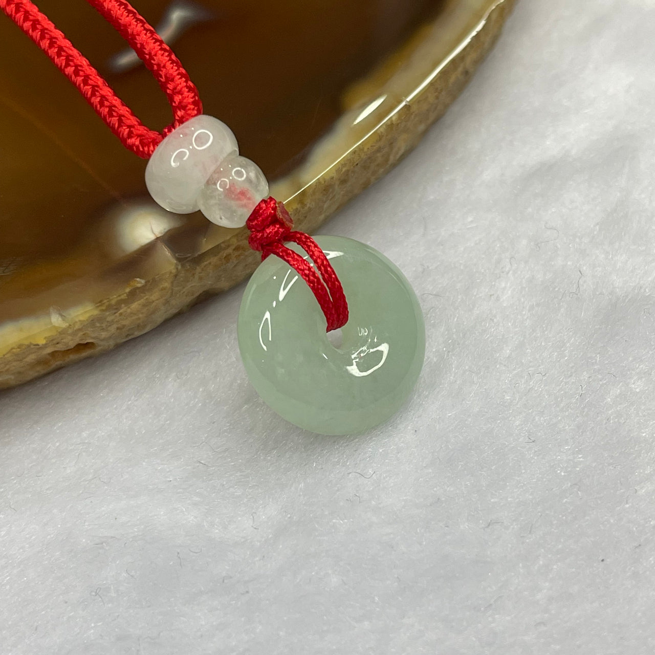 Type A Light Green Jade Jadeite Ping An Kou Pendant - 5.00g 14.9 by 14.9 by 5.3 mm - Huangs Jadeite and Jewelry Pte Ltd