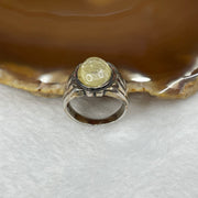 Natural Golden Rutilated Quartz 925 Silver Ring US 9 HK 20 6.6g 17.2 by 11.7 by 6.8mm - Huangs Jadeite and Jewelry Pte Ltd