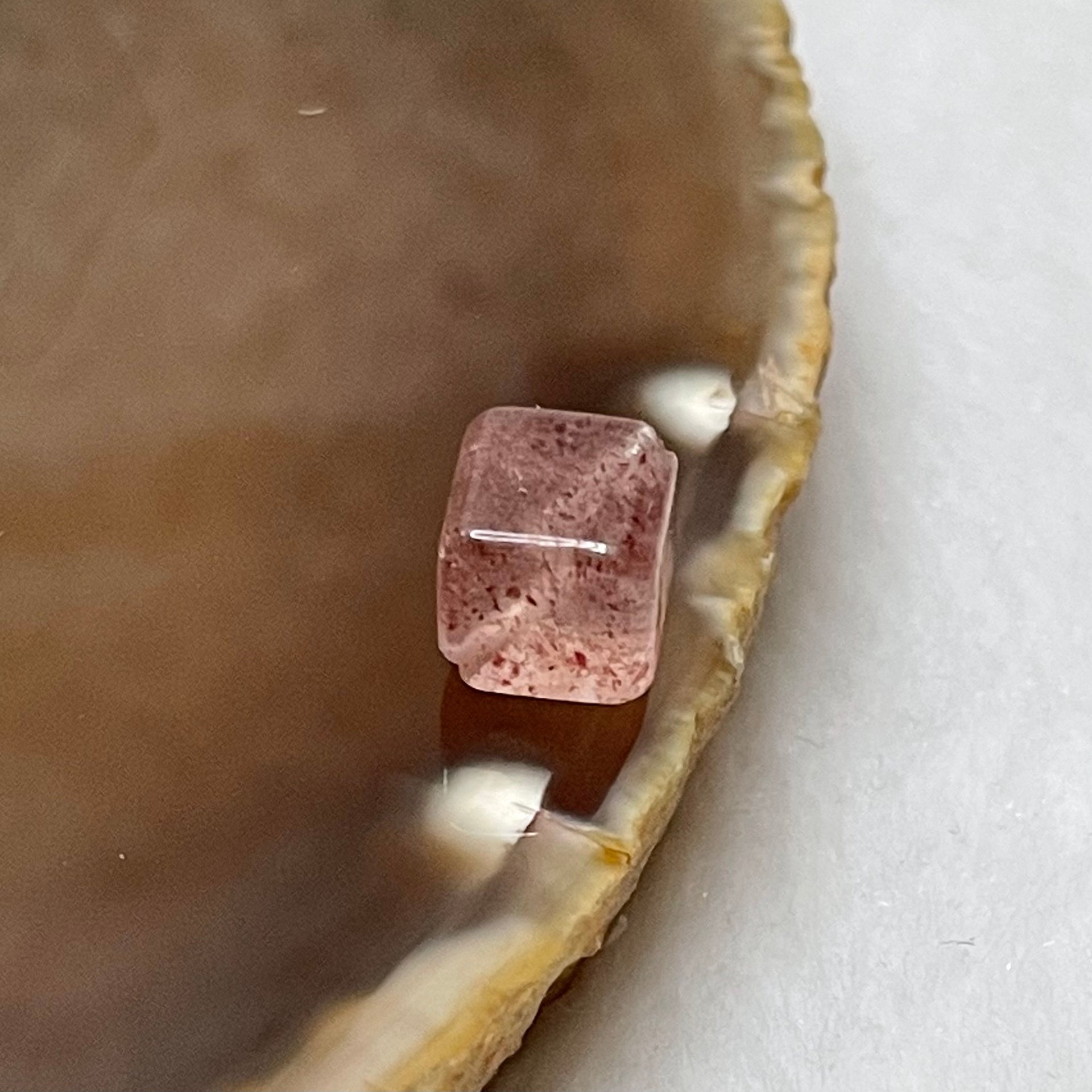 Natural Strawberry Quartz Cube Charm - 0.9g 7.2 by 7.2 by 7.2mm - Huangs Jadeite and Jewelry Pte Ltd