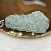 Type A Icy Green Jadeite Dragon Pendant 56.88g 74.0 by 42.4 by 9.6 mm - Huangs Jadeite and Jewelry Pte Ltd