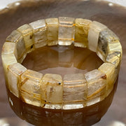 Natural Golden Rutilated Quartz Bracelet 手牌 - 62.93g 18.3 by 7.6mm/piece 18 pieces - Huangs Jadeite and Jewelry Pte Ltd