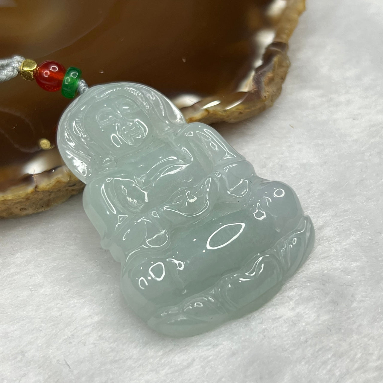 Type A Green Guan Yin Jade Jadeite Pendant 23.73g 52.7 by 36.4 by 7.0 mm - Huangs Jadeite and Jewelry Pte Ltd