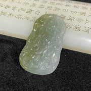 Type A Icy 2 shades of Green Jade Jadeite Zhong Kui Pendant - 25.55g 58.5 by 38.1 by 5.8mm - Huangs Jadeite and Jewelry Pte Ltd