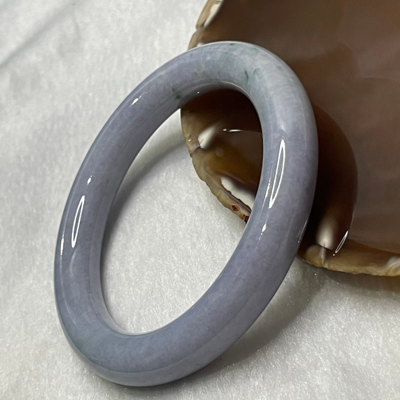 Type A Faint Lavender with Green Piao Hua Jade Jadeite Bangle - 67.19g Inner Diameter 58.1mm Thickness 11.2 by 10.8mm - Huangs Jadeite and Jewelry Pte Ltd