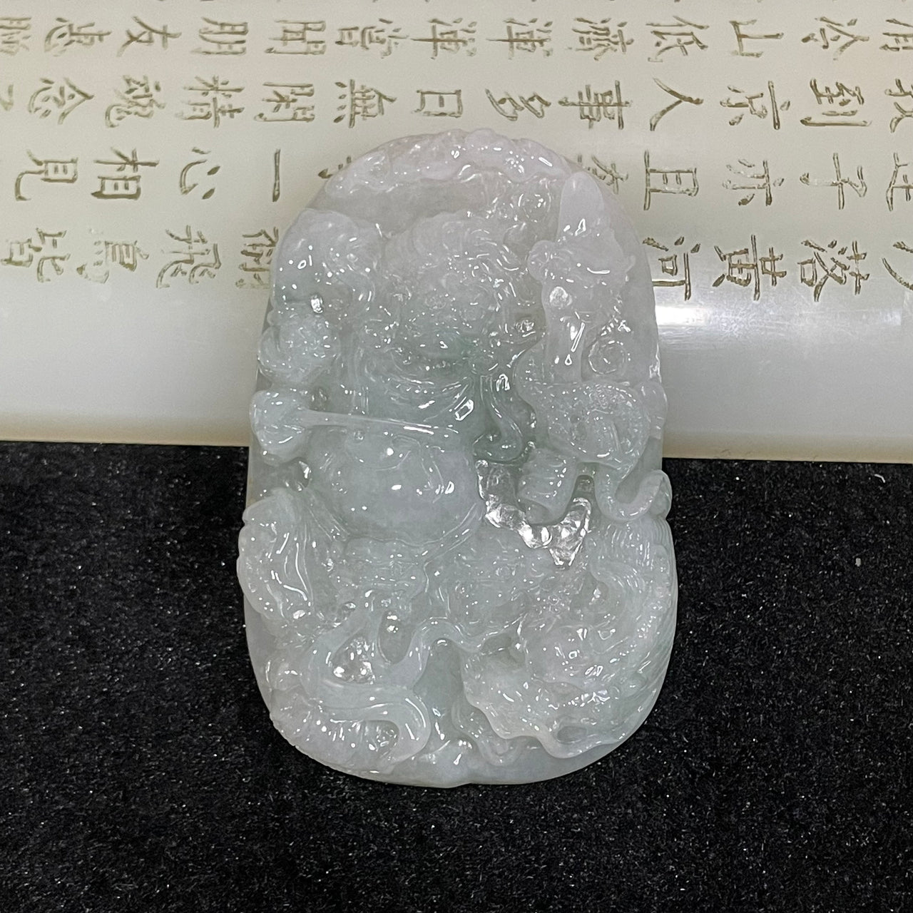 Type A Green Jade Jadeite Daikokuten (大黒天) Mahakala - 69.74g 66.4 by 43.4 by 12.3mm - Huangs Jadeite and Jewelry Pte Ltd