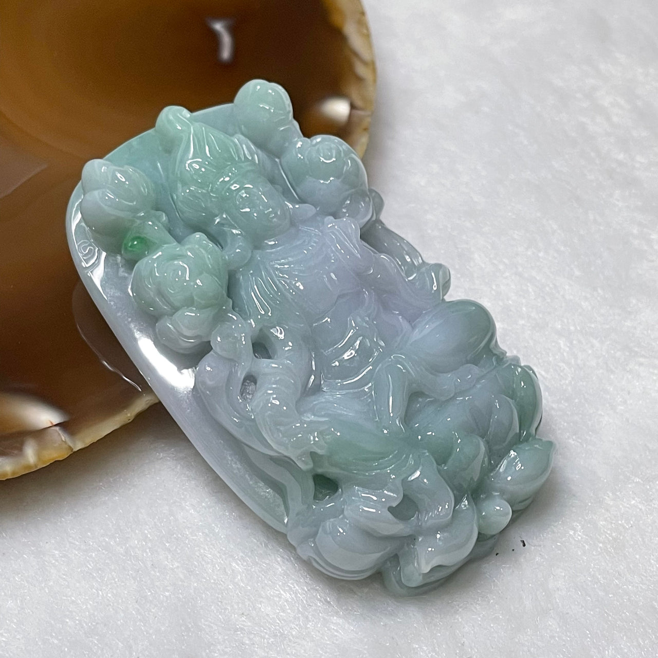 Type A Lavender & Green Jade Jadeite Buddha 72.32g 66.8 by 40.3 by 13.2mm - Huangs Jadeite and Jewelry Pte Ltd