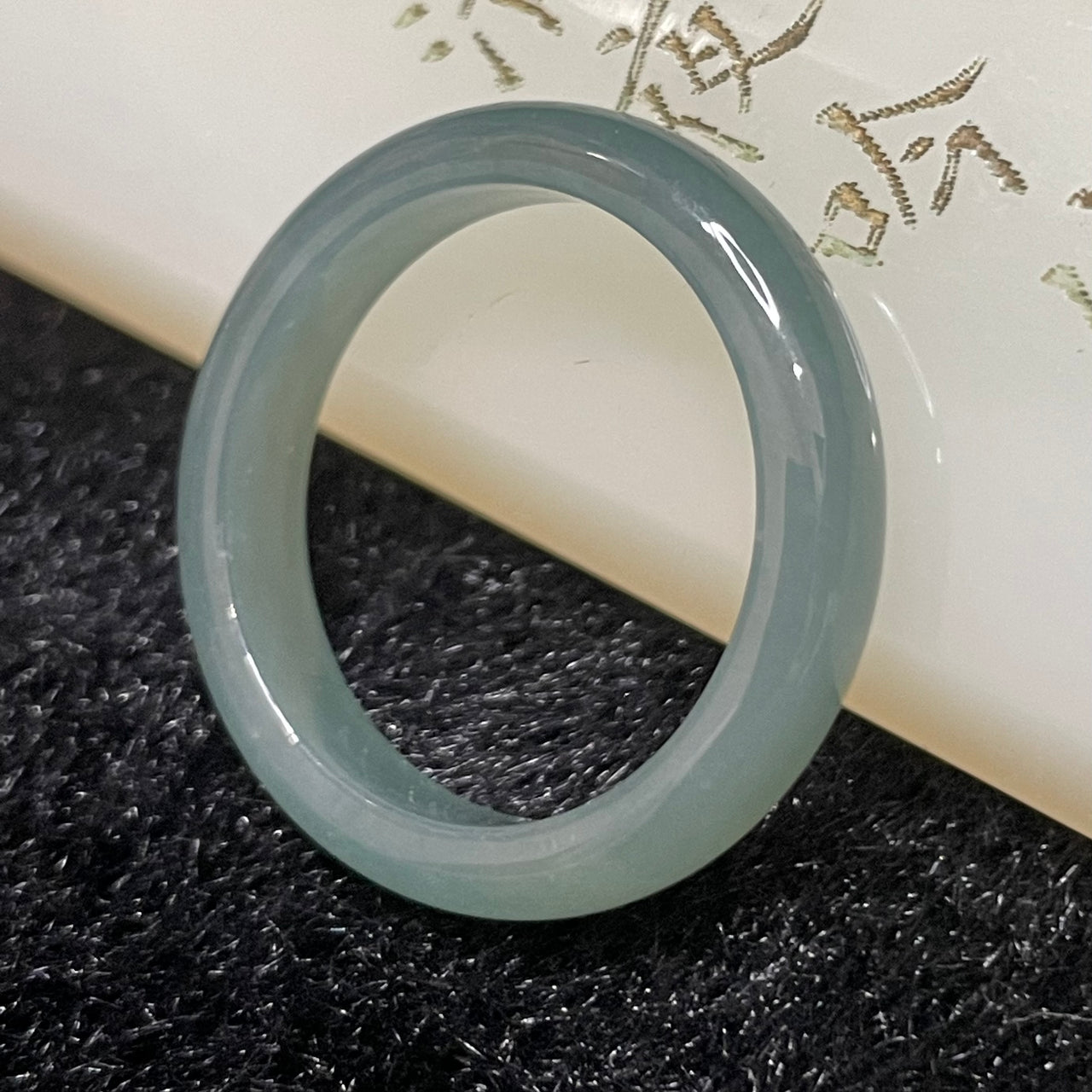 Type A Blueish Green Jade Jadeite Ring - 2.42g US 8.5 HK 19 Inner Diameter 19.0mm - Huangs Jadeite and Jewelry Pte Ltd