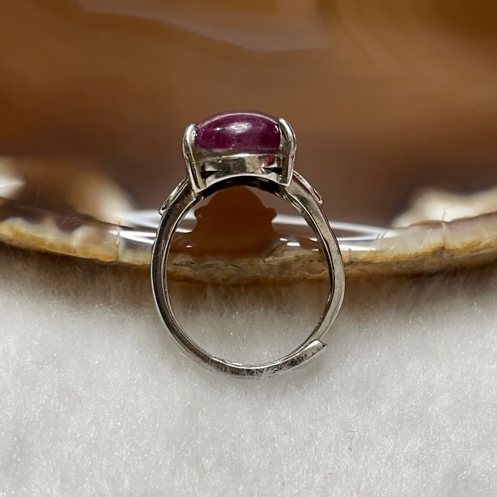 Natural Ruby 925 Sliver Ring size adjustable 3.65g 16.6 by 10.5 by 6.9mm - Huangs Jadeite and Jewelry Pte Ltd