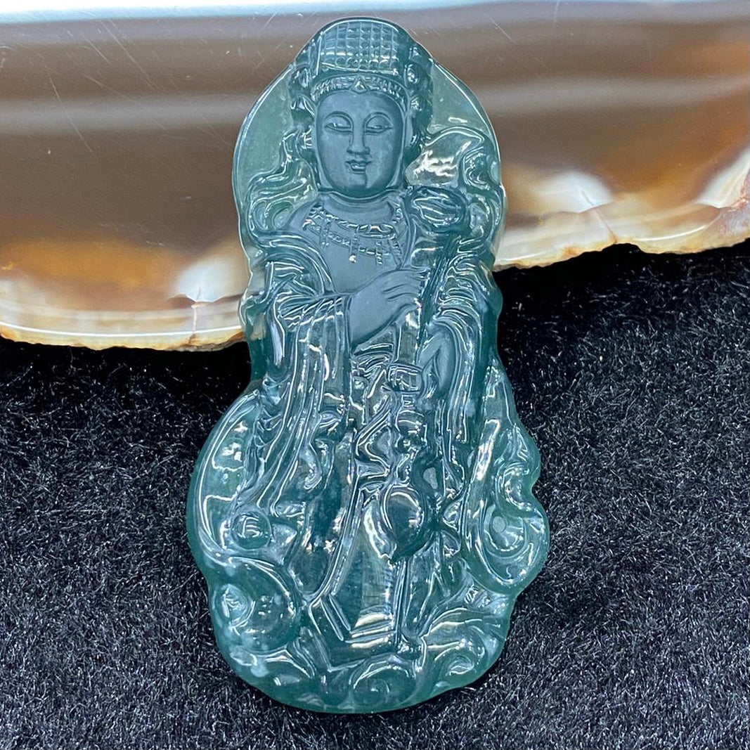 Type A Blueish Green Jade Jadeite Queen Mother of the West 西王母 (王母娘娘) - 18.23g 56.5 by 29.5 by 6.7mm - Huangs Jadeite and Jewelry Pte Ltd