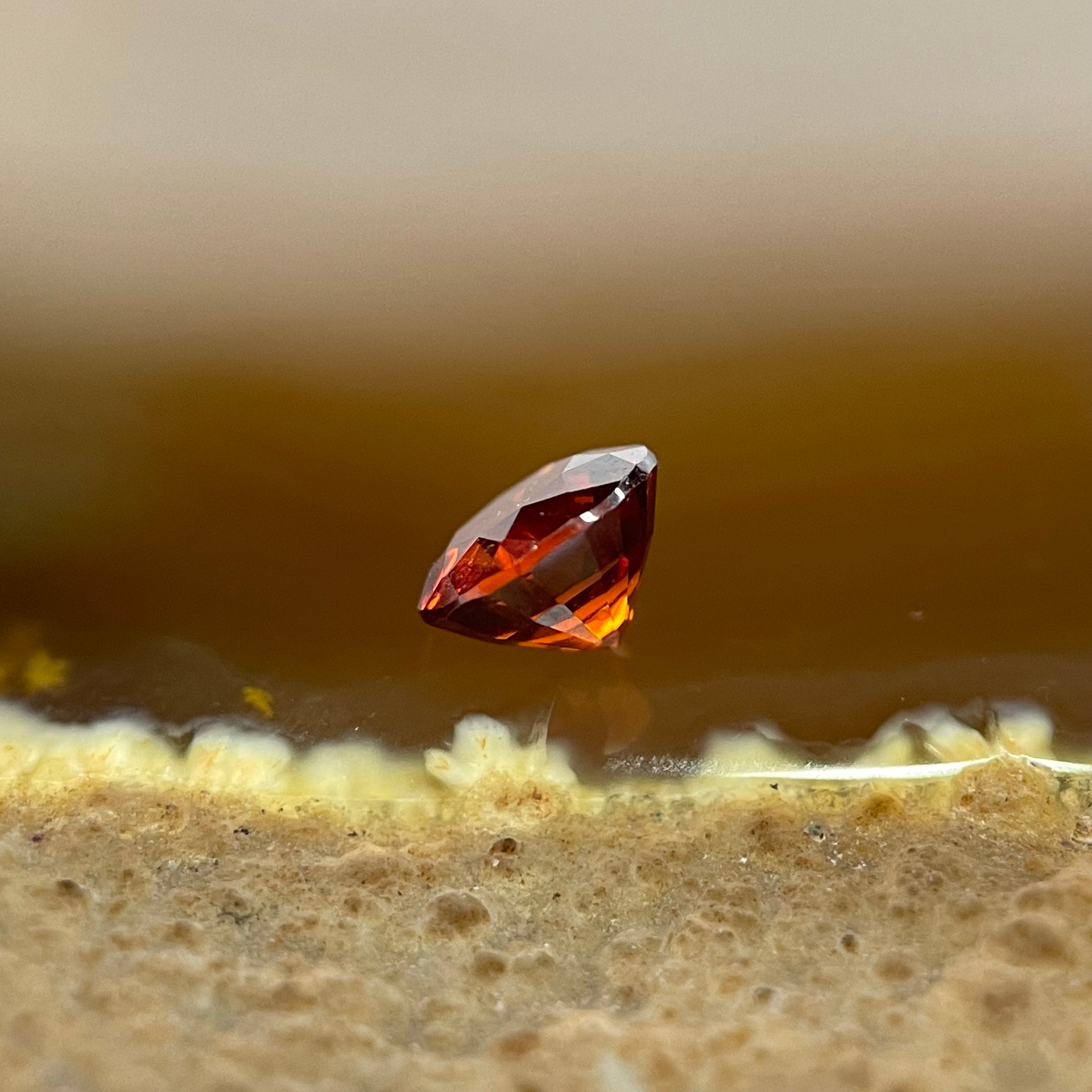 Natural Orange Red Garnet Crystal Stone for Setting - 0.70ct 4.9 by 4.9 by 3.2mm - Huangs Jadeite and Jewelry Pte Ltd