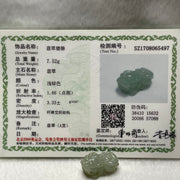 Type A Faint Green Jade Jadeite Pixiu Charm - 7.52g 25.2 by 15.3 by 12.4mm - Huangs Jadeite and Jewelry Pte Ltd