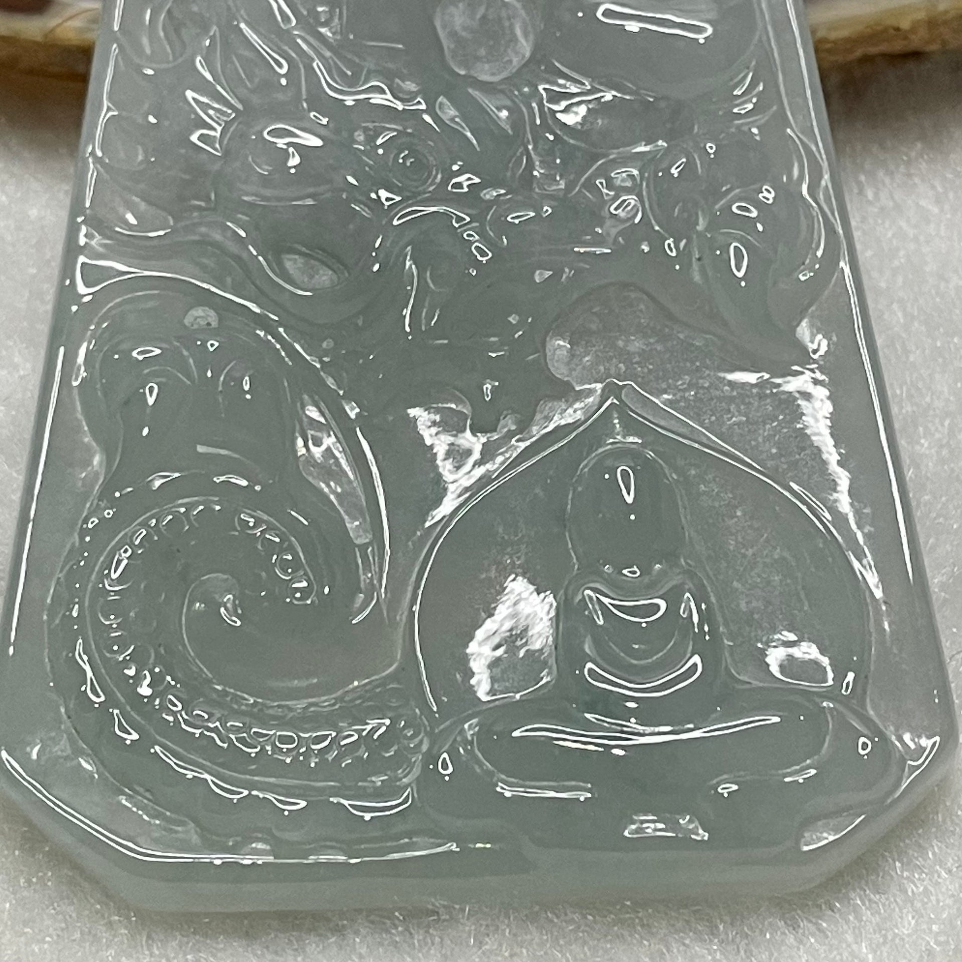 Type A Semi Icy Green Jade Jadeite Dragon Buddha - 34.06g 60.7 by 44.3 by 6.5mm - Huangs Jadeite and Jewelry Pte Ltd