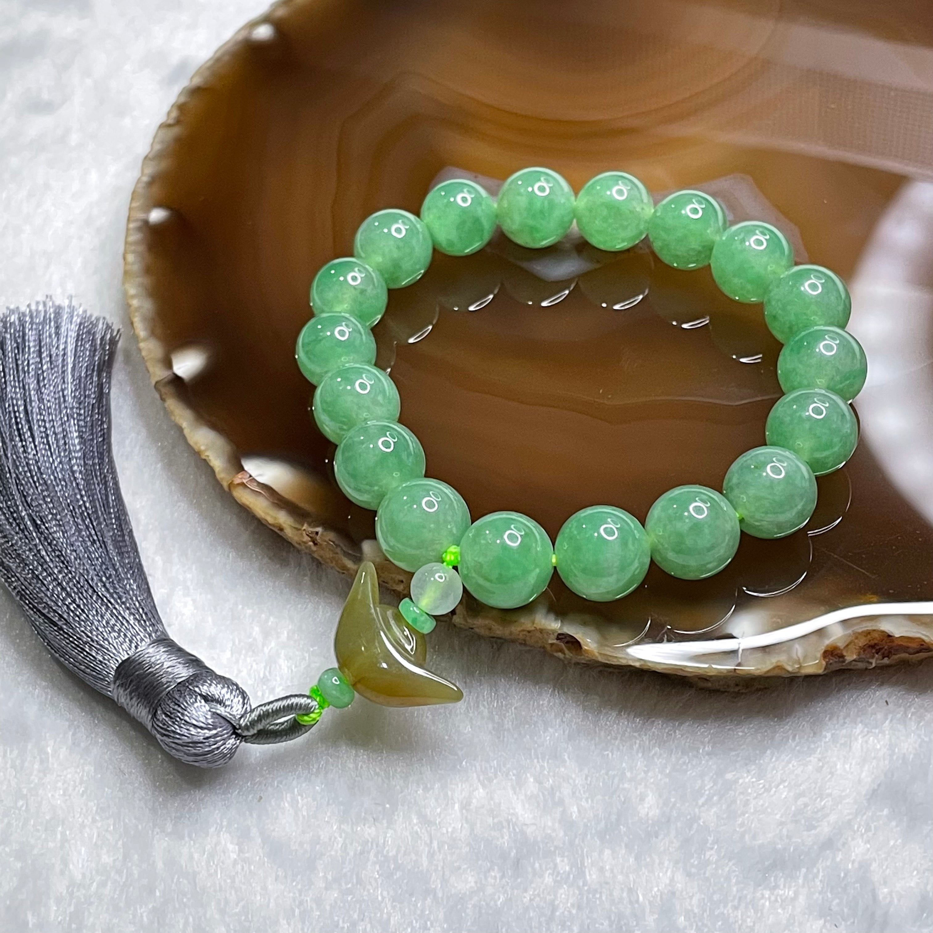 Oval Green Jade Elastic Beaded Bracelet | Boutique Ottoman Jewelry Store