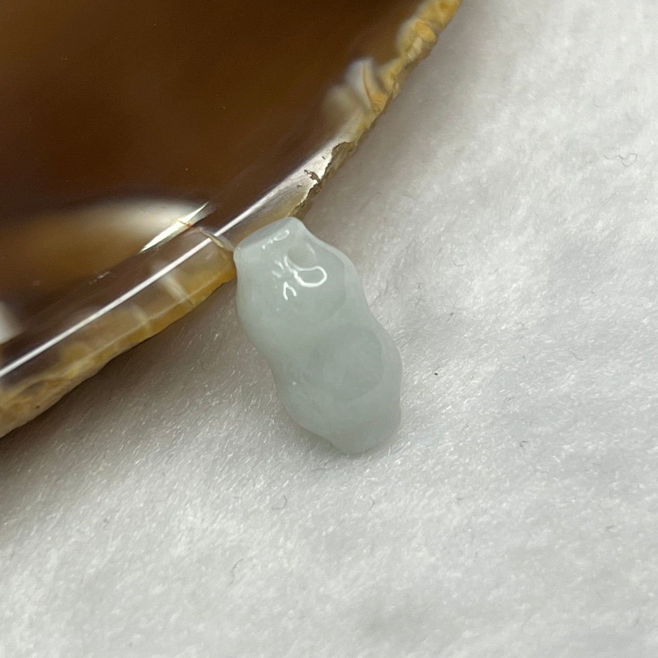 Type A Green Jade Jadeite Peanut - 1.45g 14.0 by 7.3 by 7.3 mm - Huangs Jadeite and Jewelry Pte Ltd