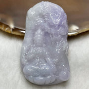 Type A Faint Lavender Jade Jadeite Guan Yin & Dragon Pendant - 56.0g 59.7 by 35.0 by 12.7mm - Huangs Jadeite and Jewelry Pte Ltd