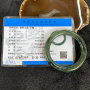 Type A Oily Green Piao Hua Jadeite Bangle 66.73g inner diameter 57.0mm Thickness 11.6 by 10.5mm - Huangs Jadeite and Jewelry Pte Ltd