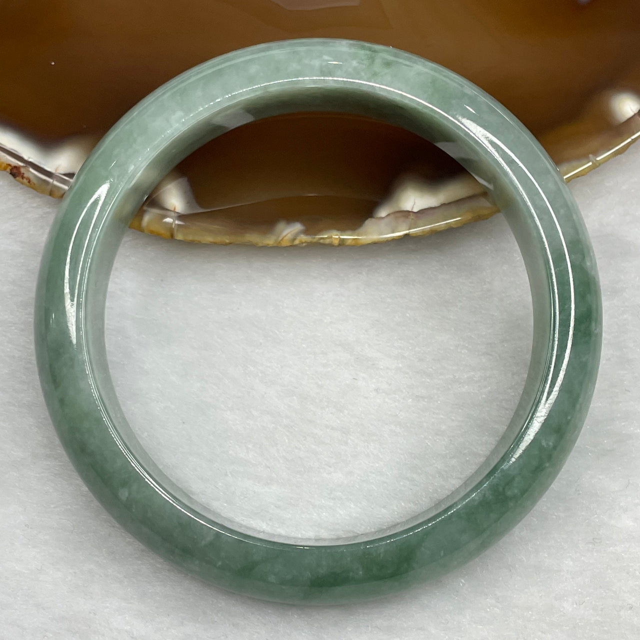 Type A Green Jadeite Bangle 63.09g inner diameter 58.6mm 14.1 by 8.0mm - Huangs Jadeite and Jewelry Pte Ltd