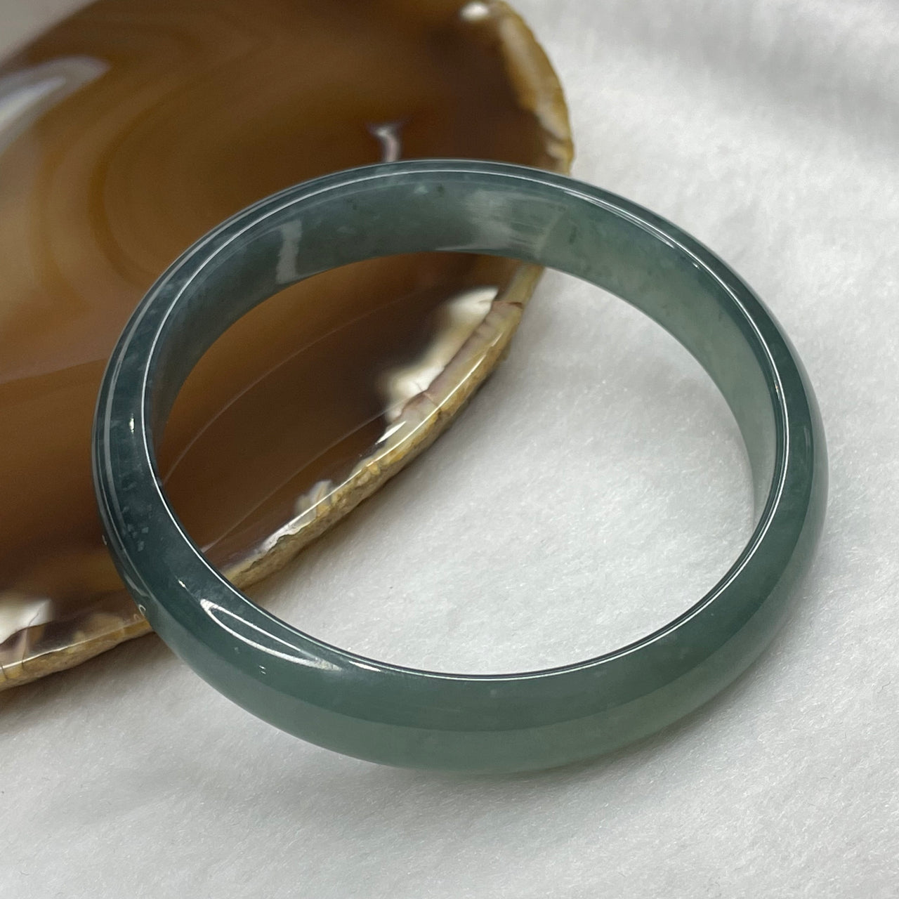 Type A Semi Icy Blueish Green Jadeite Bangle 39.74g inner diameter 59.3mm 12.1 by 6.1mm - Huangs Jadeite and Jewelry Pte Ltd