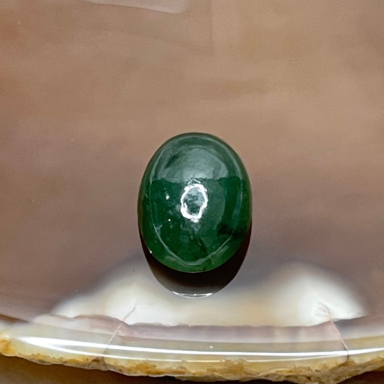 Type A Green Jade Jadeite Cabochon for Setting - 2.3g 12.9 by 8.8 by 5.2mm - Huangs Jadeite and Jewelry Pte Ltd