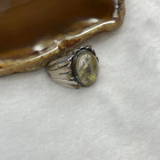 Natural Golden Rutilated Quartz 925 Silver Ring US 8 HK 18 6.49g 17.4 by 11.9 by 7.5mm - Huangs Jadeite and Jewelry Pte Ltd