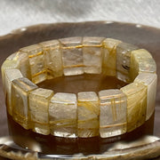 Natural Golden Rutilated Quartz Bracelet 手牌 - 62.93g 18.3 by 7.6mm/piece 18 pieces - Huangs Jadeite and Jewelry Pte Ltd