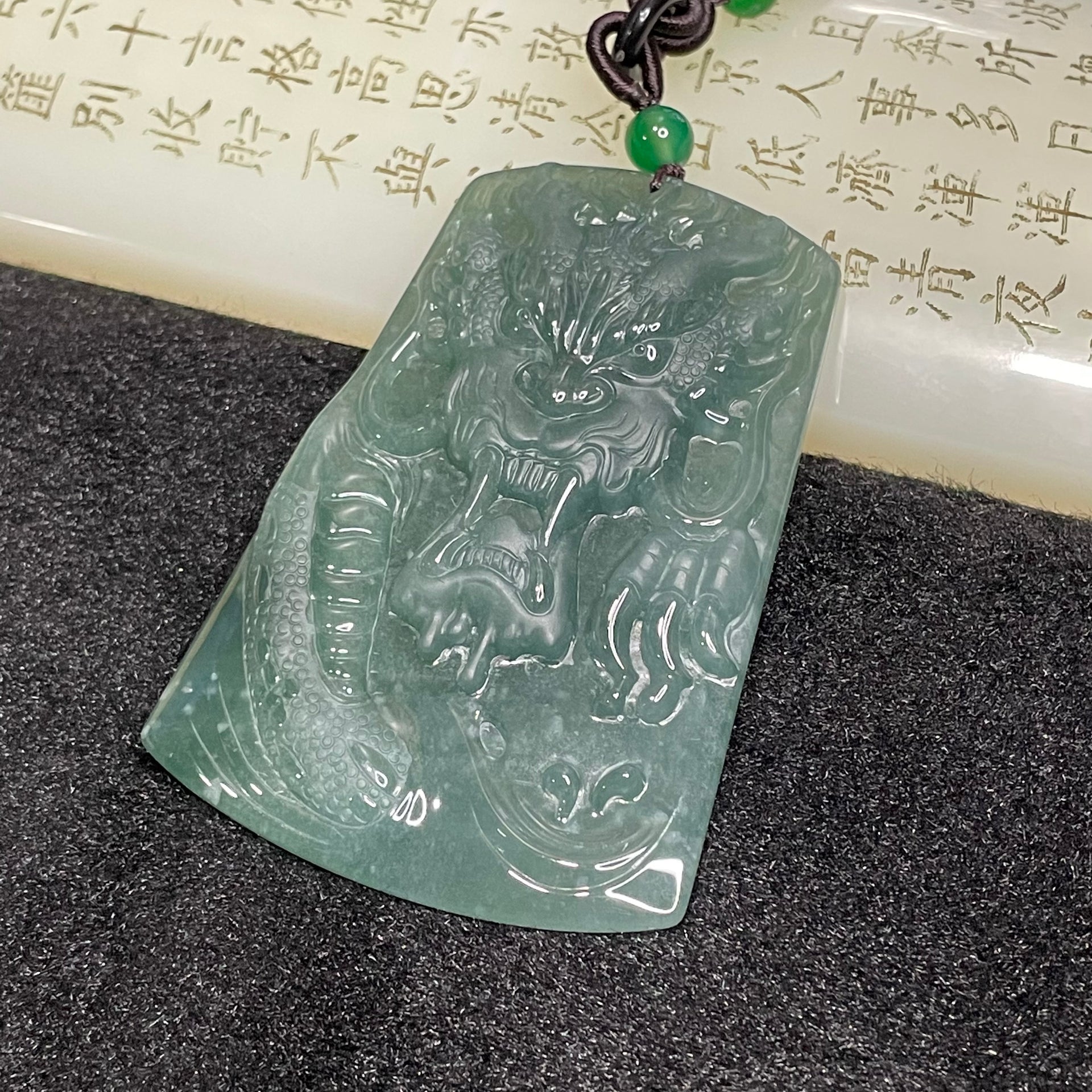 Type A Blueish Green Dragon Jade Jadeite 47.59g 69.1 by 47.5 by 9.5mm - Huangs Jadeite and Jewelry Pte Ltd