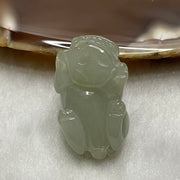 Type A Faint Green Jade Jadeite Pixiu Charm - 7.52g 25.2 by 15.3 by 12.4mm - Huangs Jadeite and Jewelry Pte Ltd