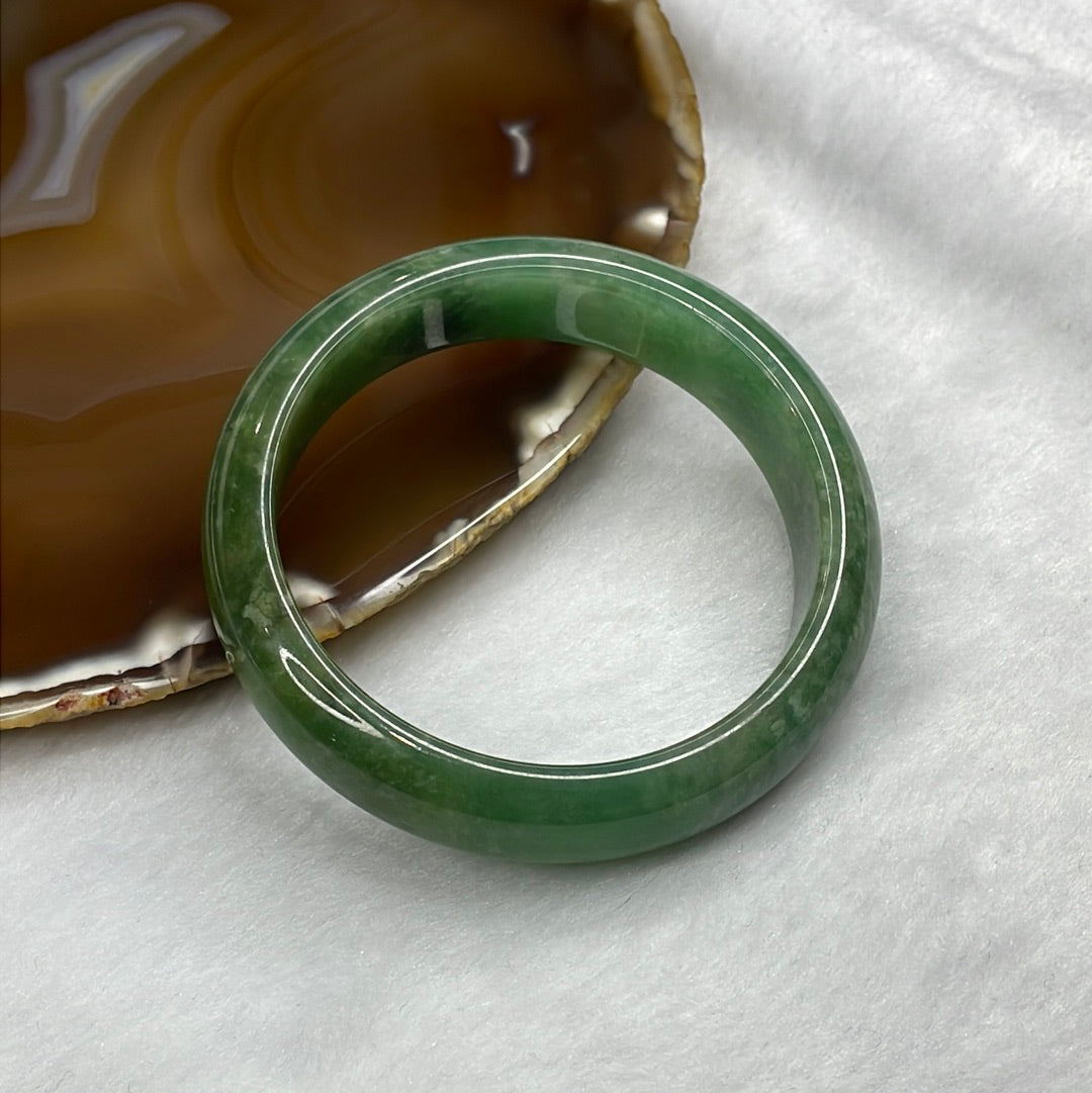 Type A Intense Green Jadeite Bangle 59.40g inner diameter 55.6mm 14.3 by 8.6mm - Huangs Jadeite and Jewelry Pte Ltd