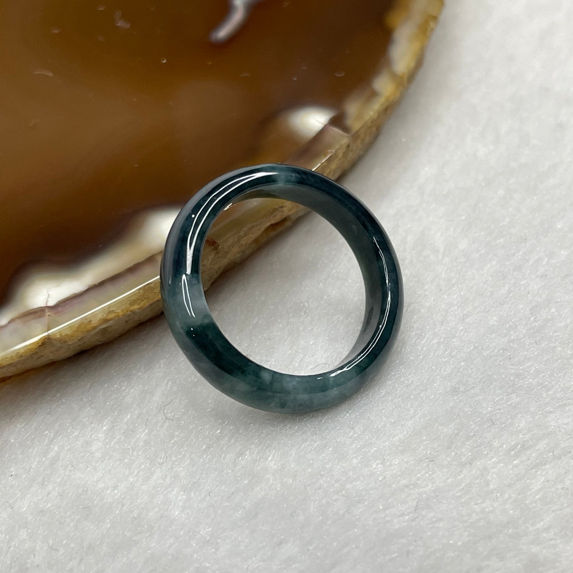 Type A Grey Jade Jadeite Ring - 3.90g US 8 HK 17.5 Inner Diameter 18.2mm Thickness 5.2 by 3.4mm - Huangs Jadeite and Jewelry Pte Ltd