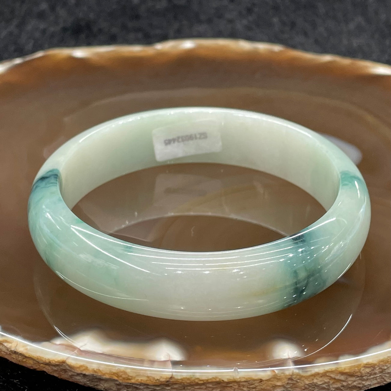 Type A Blueish Green Jade Jadeite Bangle - 44.33g 54.9mm inner diameter 13.5mm thickness - Huangs Jadeite and Jewelry Pte Ltd