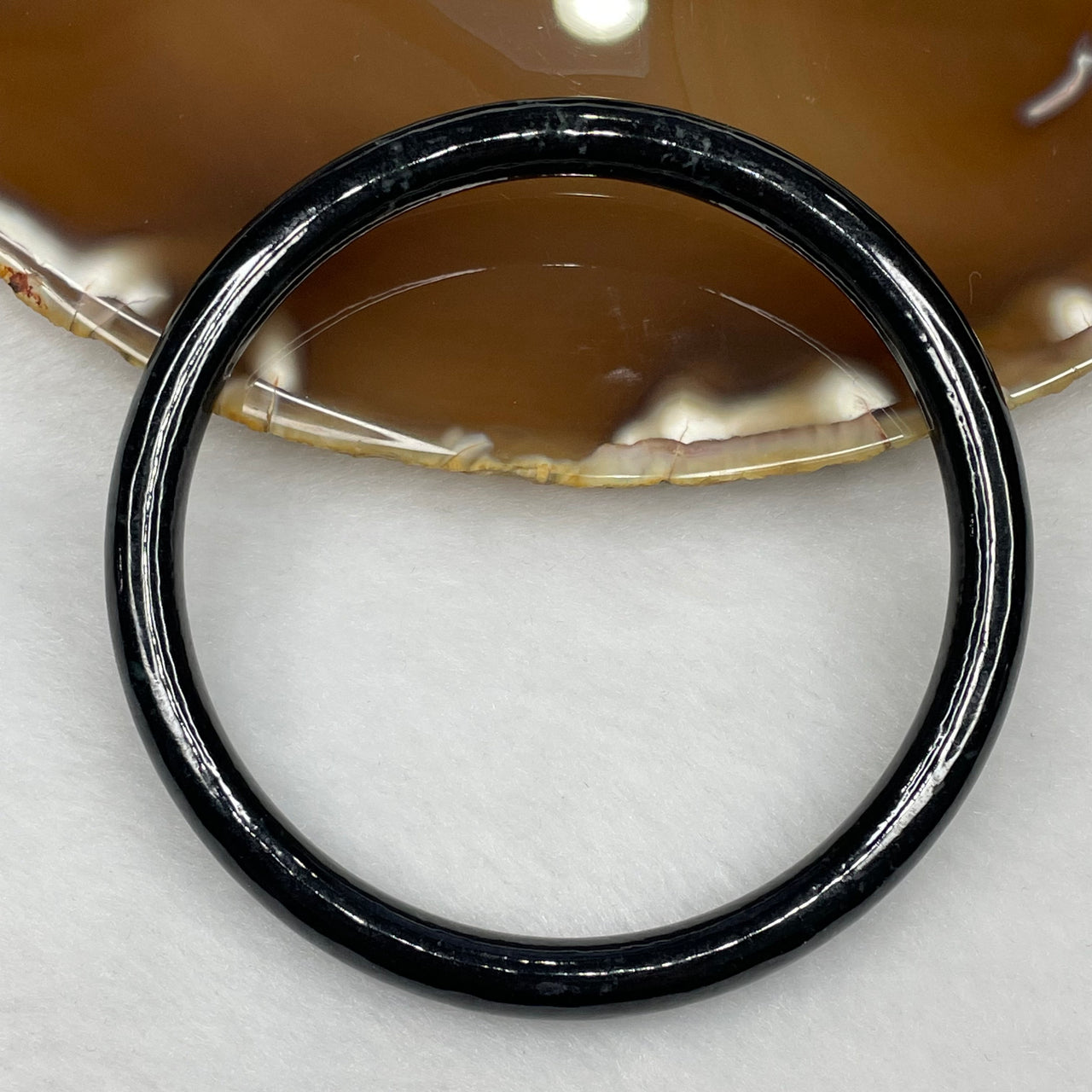 Type A Black Jadeite Bangle 21.11g inner diameter 60.2mm 6.2 by 6.2mm - Huangs Jadeite and Jewelry Pte Ltd