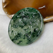 Type A Semi Icy Green Piao Hua Jade Jadeite Magpie 22.6g 51.8 by 51.8 by 4.0mm - Huangs Jadeite and Jewelry Pte Ltd