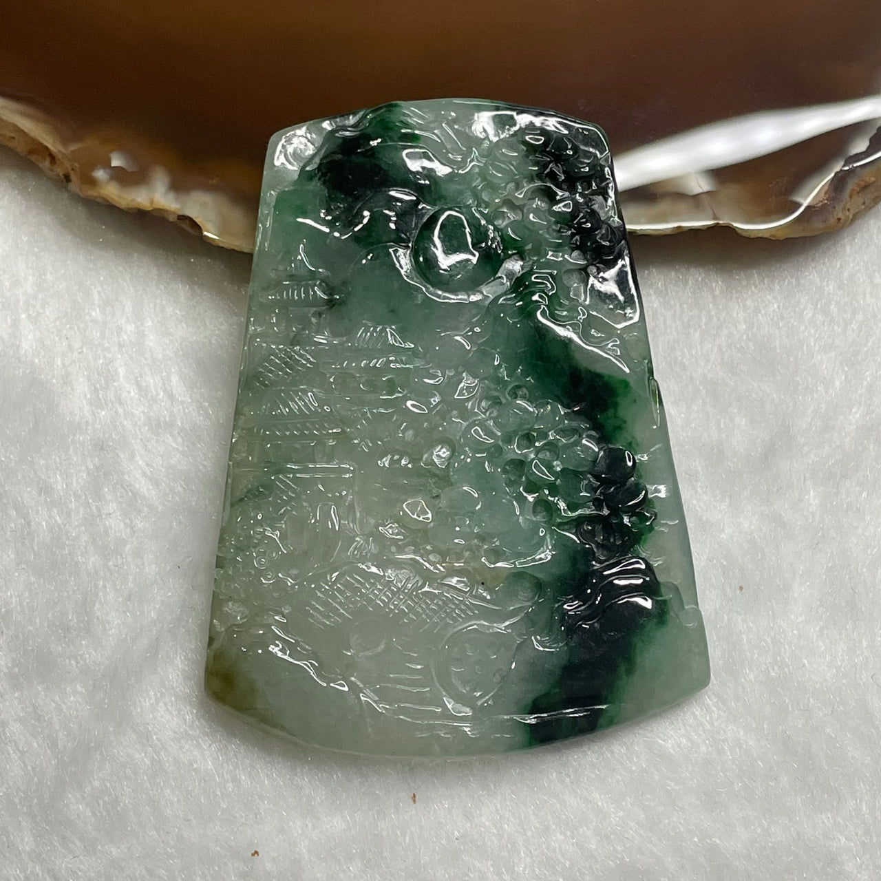 Type A Semi Icy Shan Shui Jade Jadeite 36.82g 65.4 by 48.1 by 5.8mm - Huangs Jadeite and Jewelry Pte Ltd