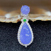 Rare High end Type A Burmese Lavender Jade Jadeite Pendant 18k white gold & diamonds with NGI Cert - 5.23g 31.7 by 12.2 by 9.4mm - Huangs Jadeite and Jewelry Pte Ltd