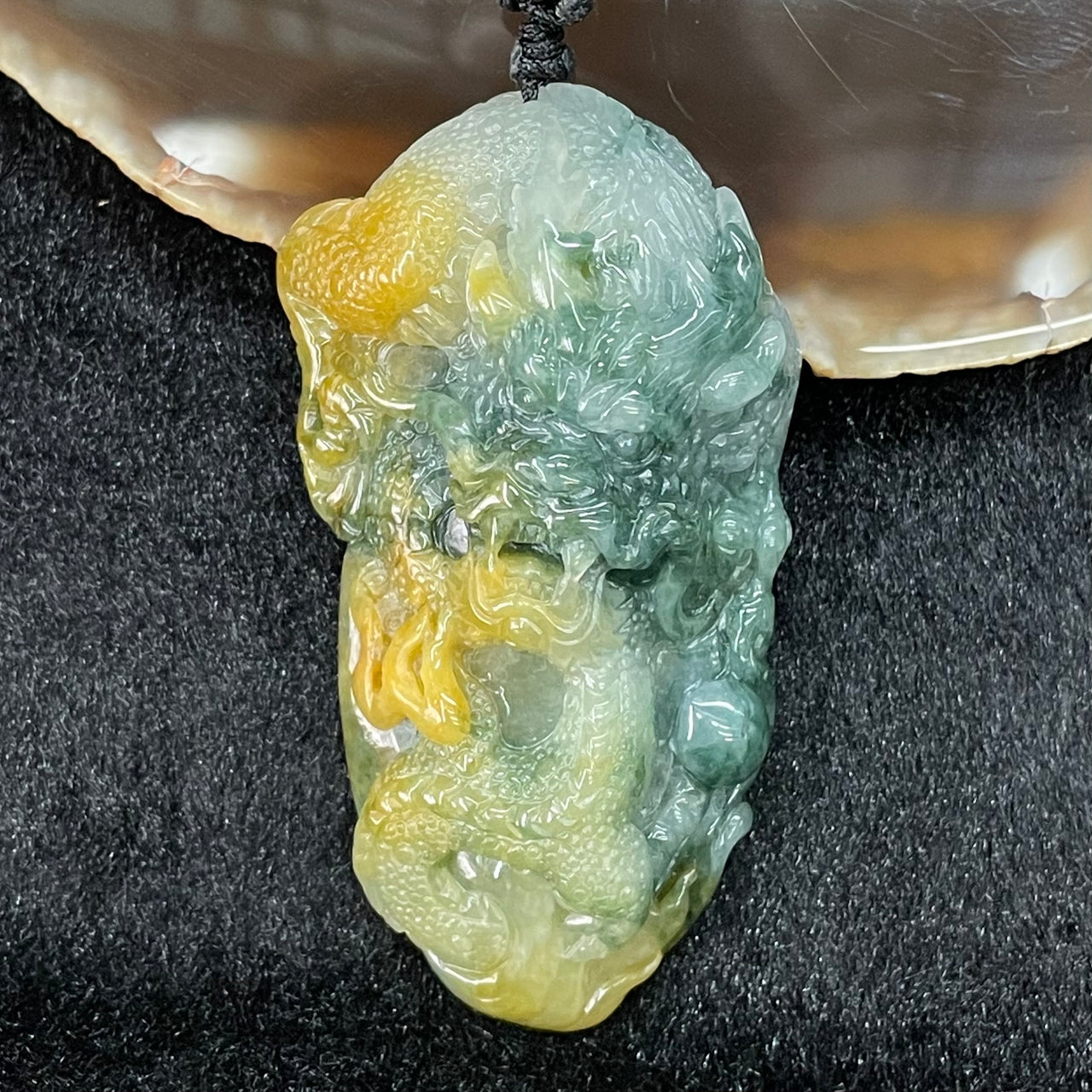 Type A Burmese Jade Jadeite Dragon Pendant - 49.86g 65.5 by 36.0 by 16.3mm - Huangs Jadeite and Jewelry Pte Ltd