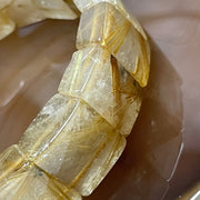 Natural Golden Rutilated Quartz Bracelet 手牌 - 72.80g 18.9 by 8.4mm/piece 17 pieces - Huangs Jadeite and Jewelry Pte Ltd