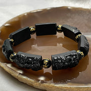 Type A Black Jade Jadeite Pixiu Bracelet - 41.28g 20.8 by 12.1 by 8.7mm/Pixiu 7 Pieces - Huangs Jadeite and Jewelry Pte Ltd