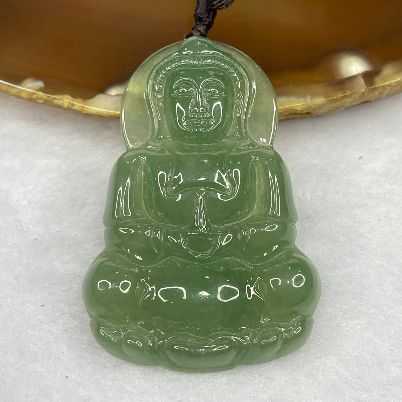 Type A Icy Green Guan Yin Jade Jadeite Pendant - 20.40g 50.3 by 34.4 by 6.0mm - Huangs Jadeite and Jewelry Pte Ltd